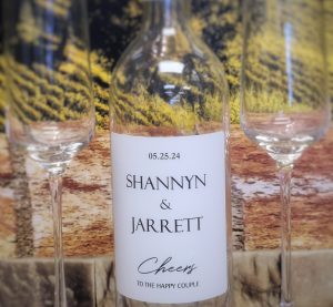 Custom wedding wine label at Wine Kitz Quispamsis