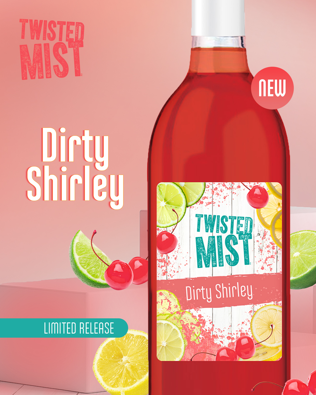 Dirty Shirley Twisted Mist wine kit with cherry and lime flavour profile from Wine Kitz Quispamsis