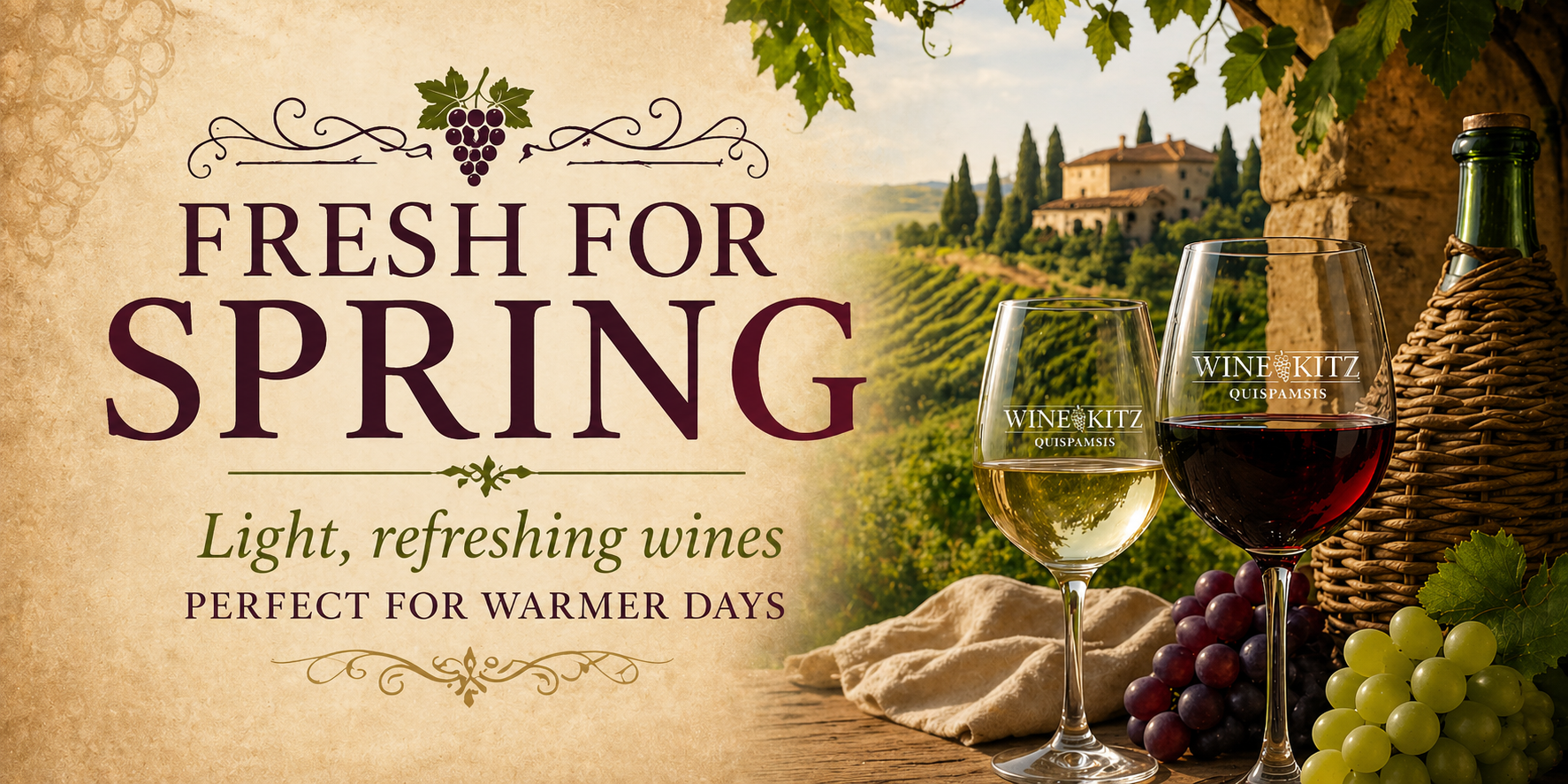 Fresh for Spring at Wine Kitz Quispamsis – light, refreshing wines perfect for warmer days, start your wine today